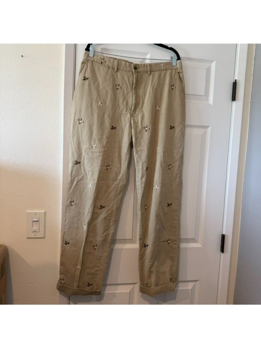 Vintage Polo Ralph Lauren Cotton Embroidered Duck Novelty Chino Pants Size 35 32
